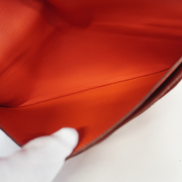 Auth Hermes Dogon Long D Engraved Rouge De Cool Taurillon Clemence Long Wallet - Picture 6 of 10